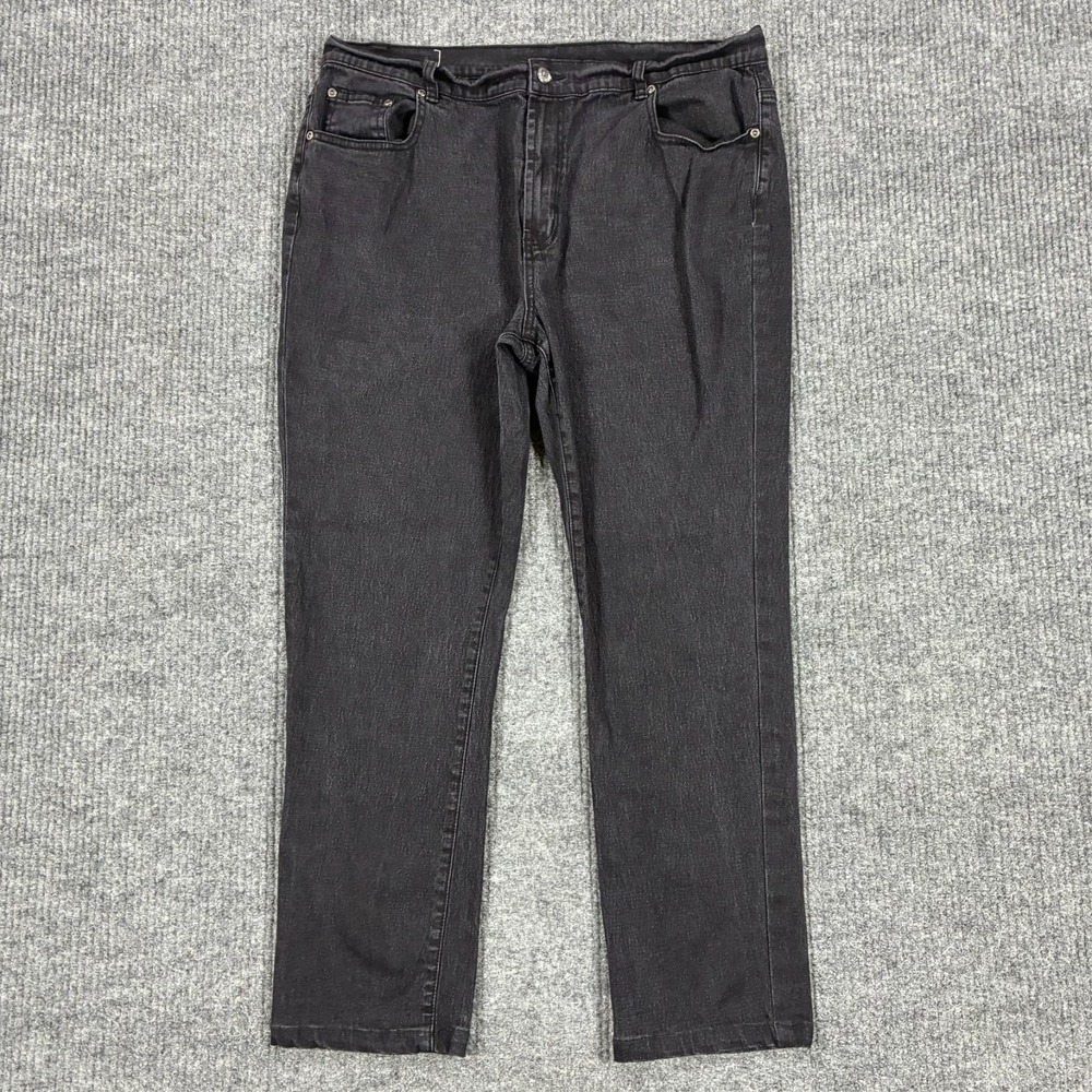 DG2 Diane Gilman Womens Jeans Size 16 Straight Leg Black Stretch High Rise